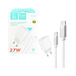 Denmen Charger DC36L 27W with Cable Type-C to Lightning 1M White